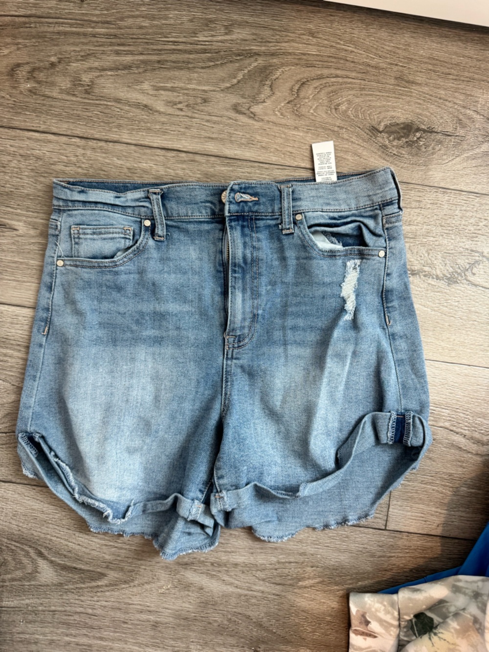 Celebrity Pink Light Wash Distressed Denim Shorts